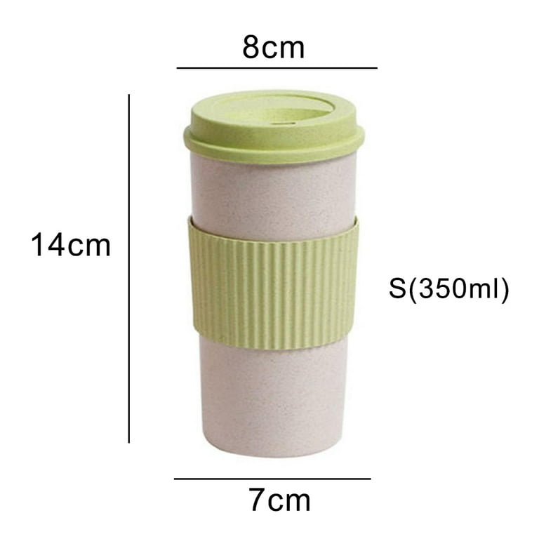 Wheat Straw Mug Coffee Cup with Lid Home Portable Travel Outdoor Water Bottle SI